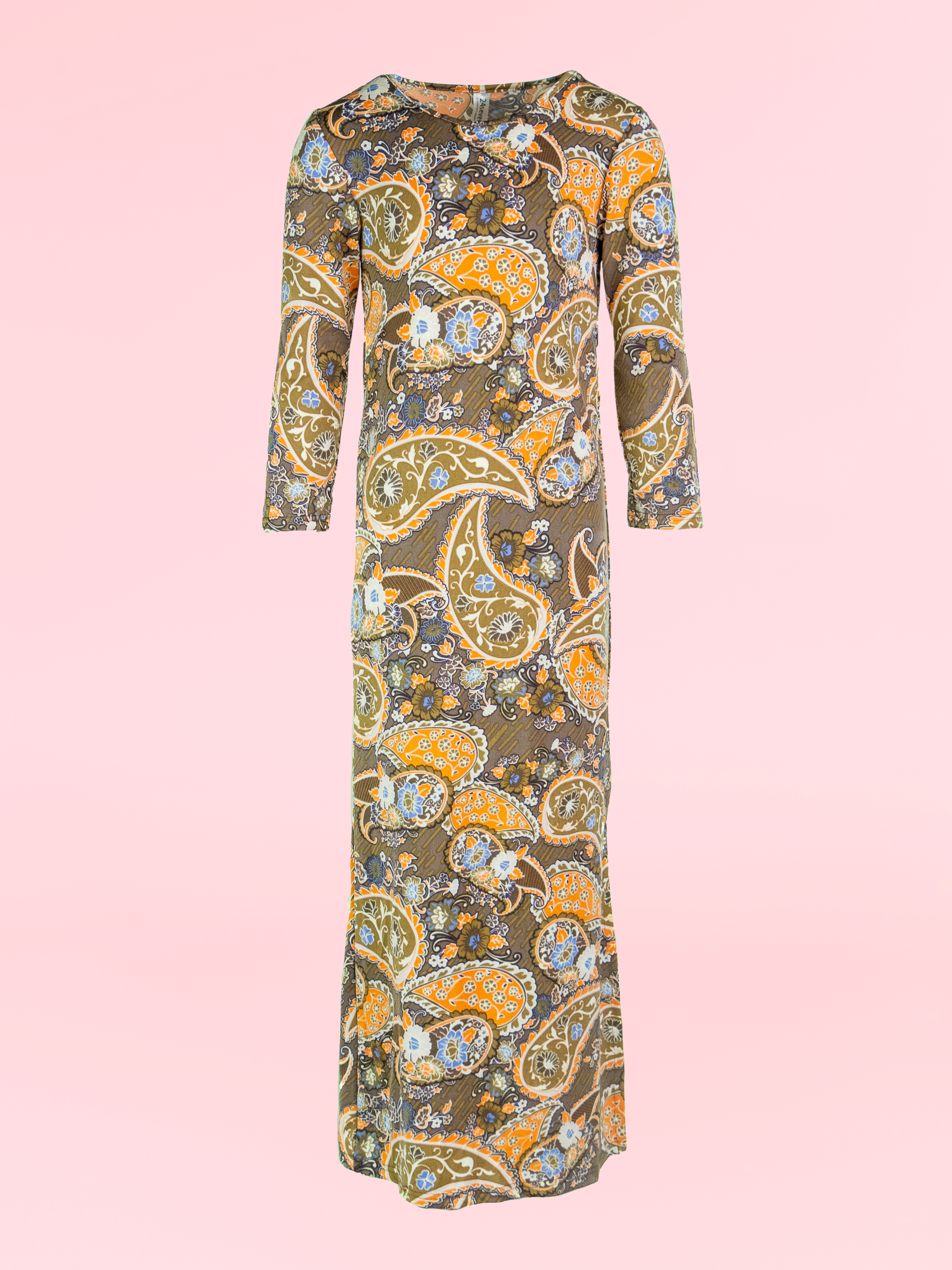 24sevenkid Girls Green Scarf Print Side Slit Maxi Dress – 24sevenKid