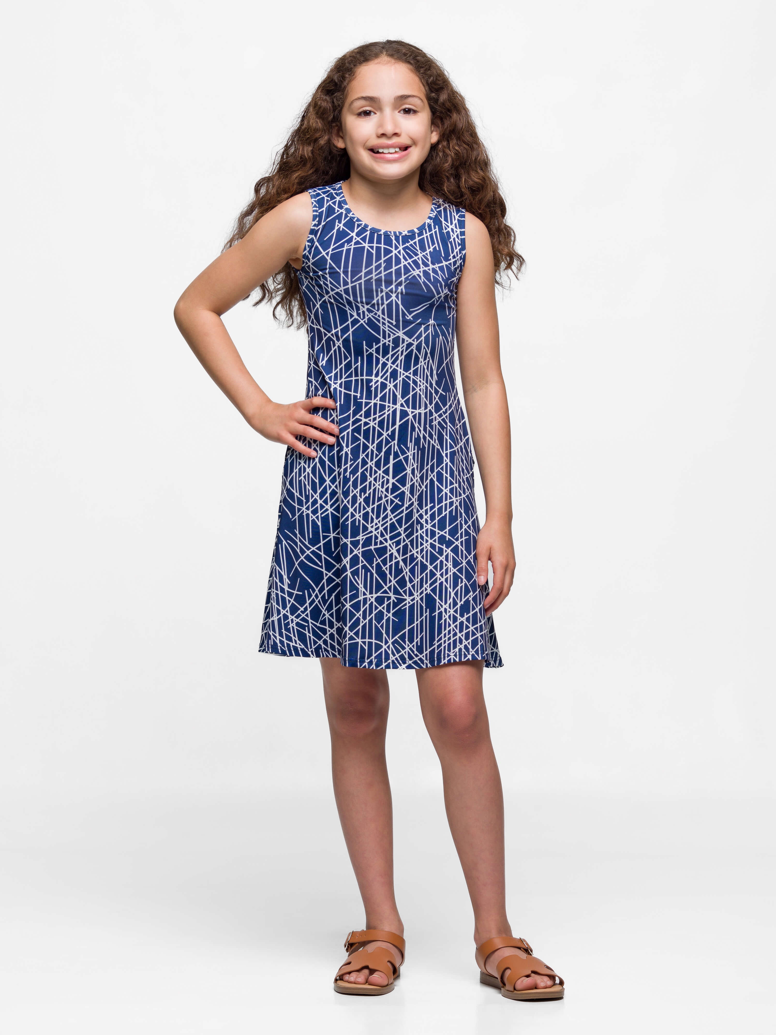 24sevenkid Girls Navy Sleeveless Pockets Dress