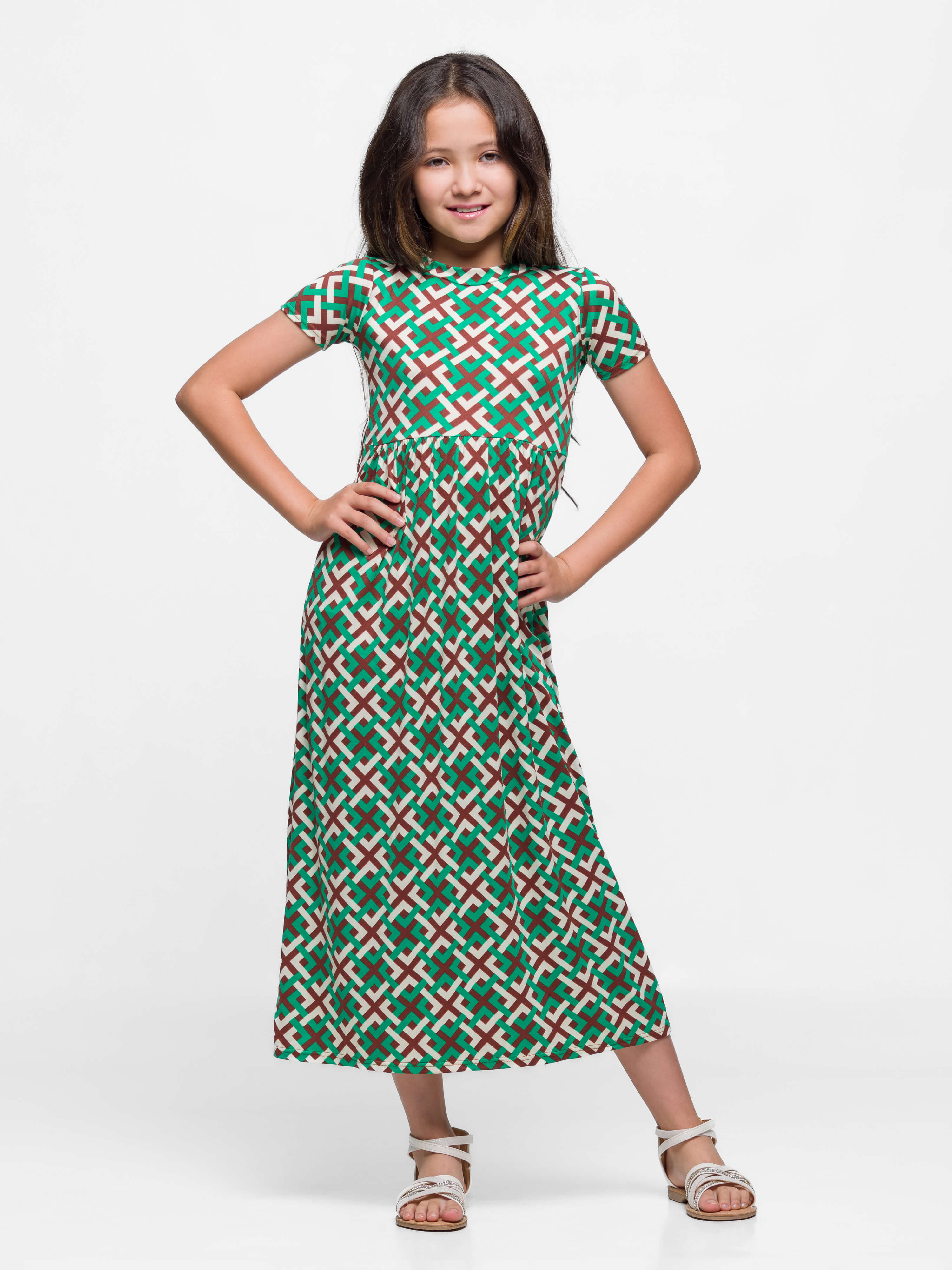24sevenkid Girls Short Sleeve Green Maxi Dress