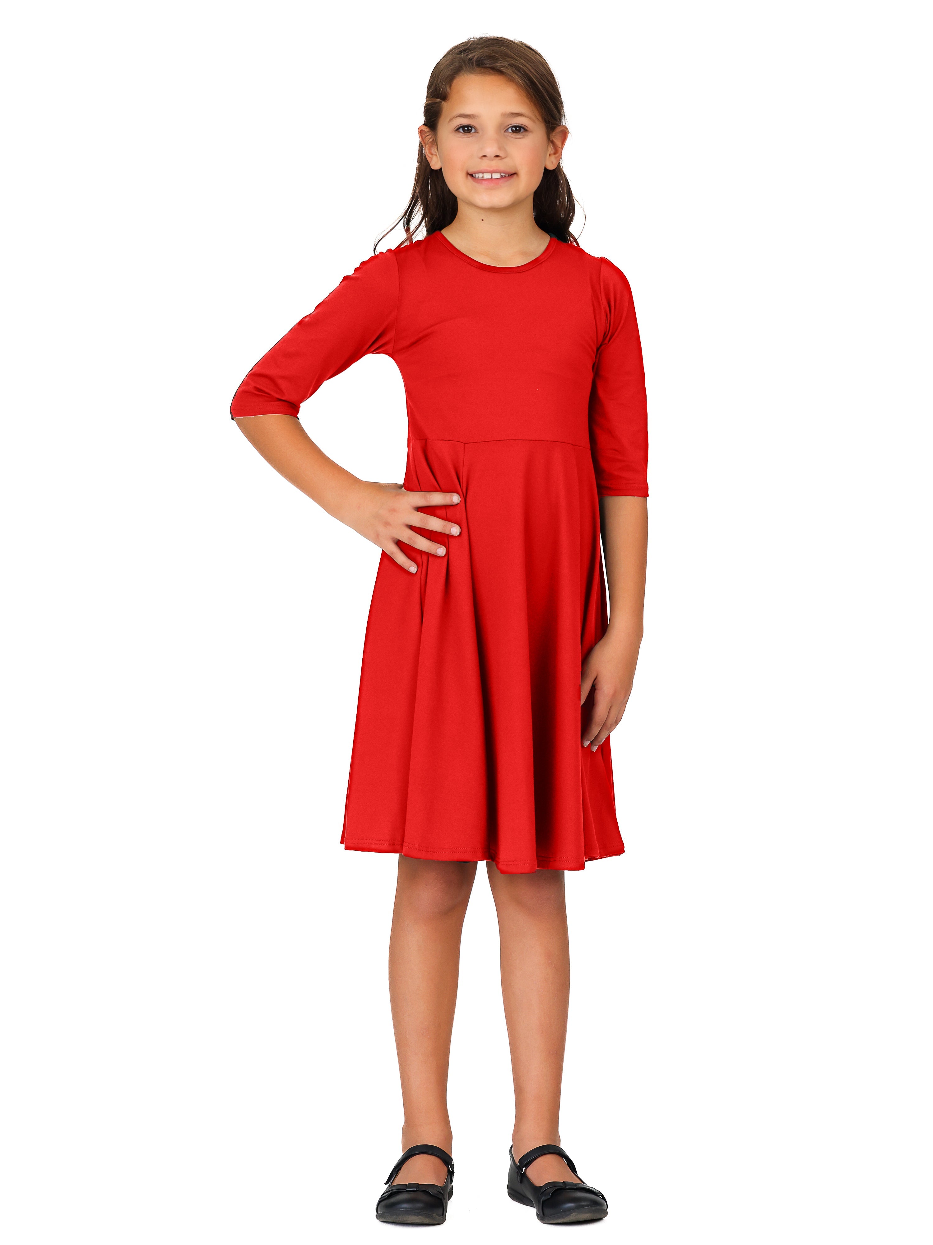 Knee Length Fit and Flare Girls Comfortable Party Dress