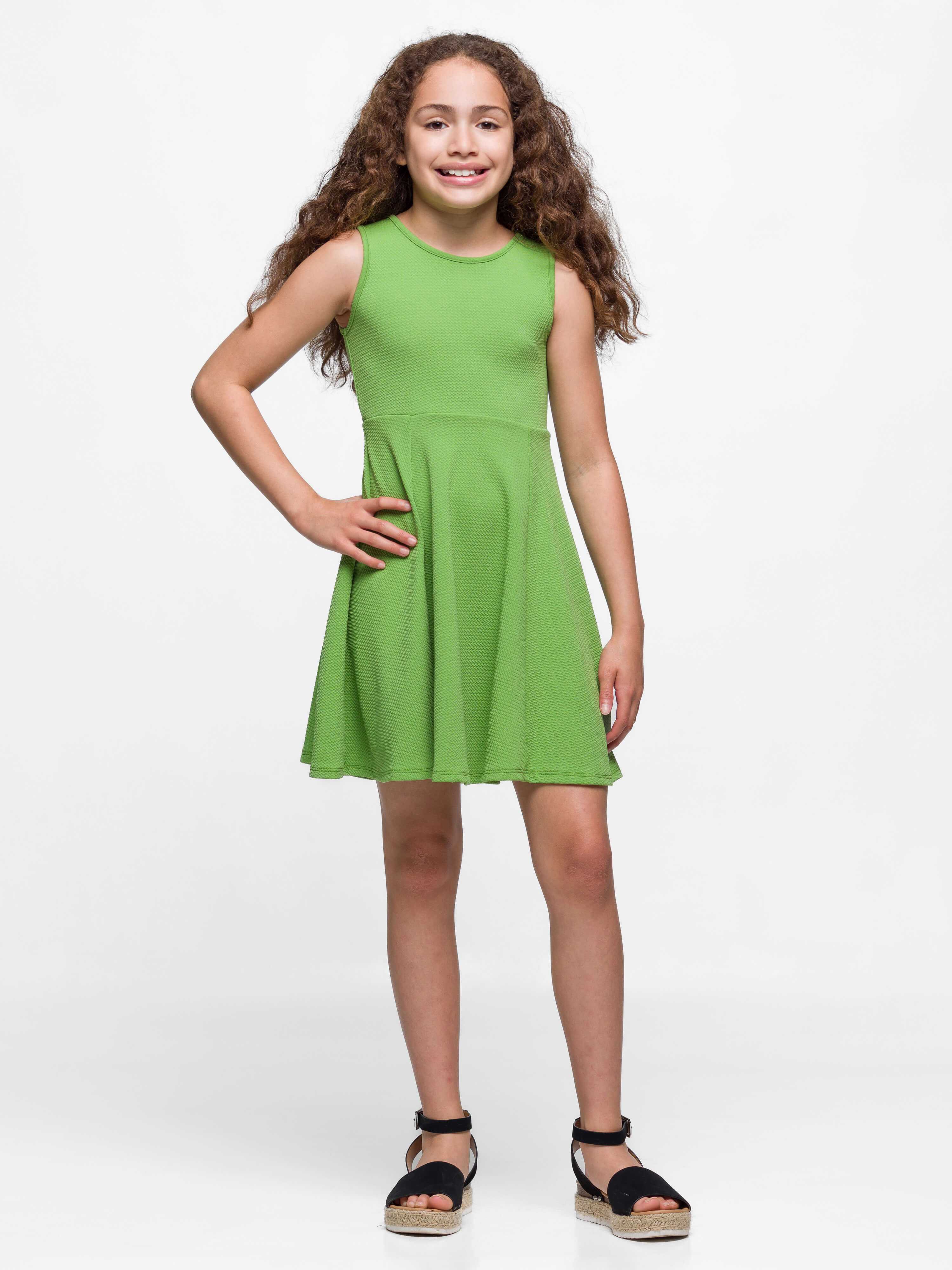 Girls Sleeveless Knee Length Fit and Flare Dress