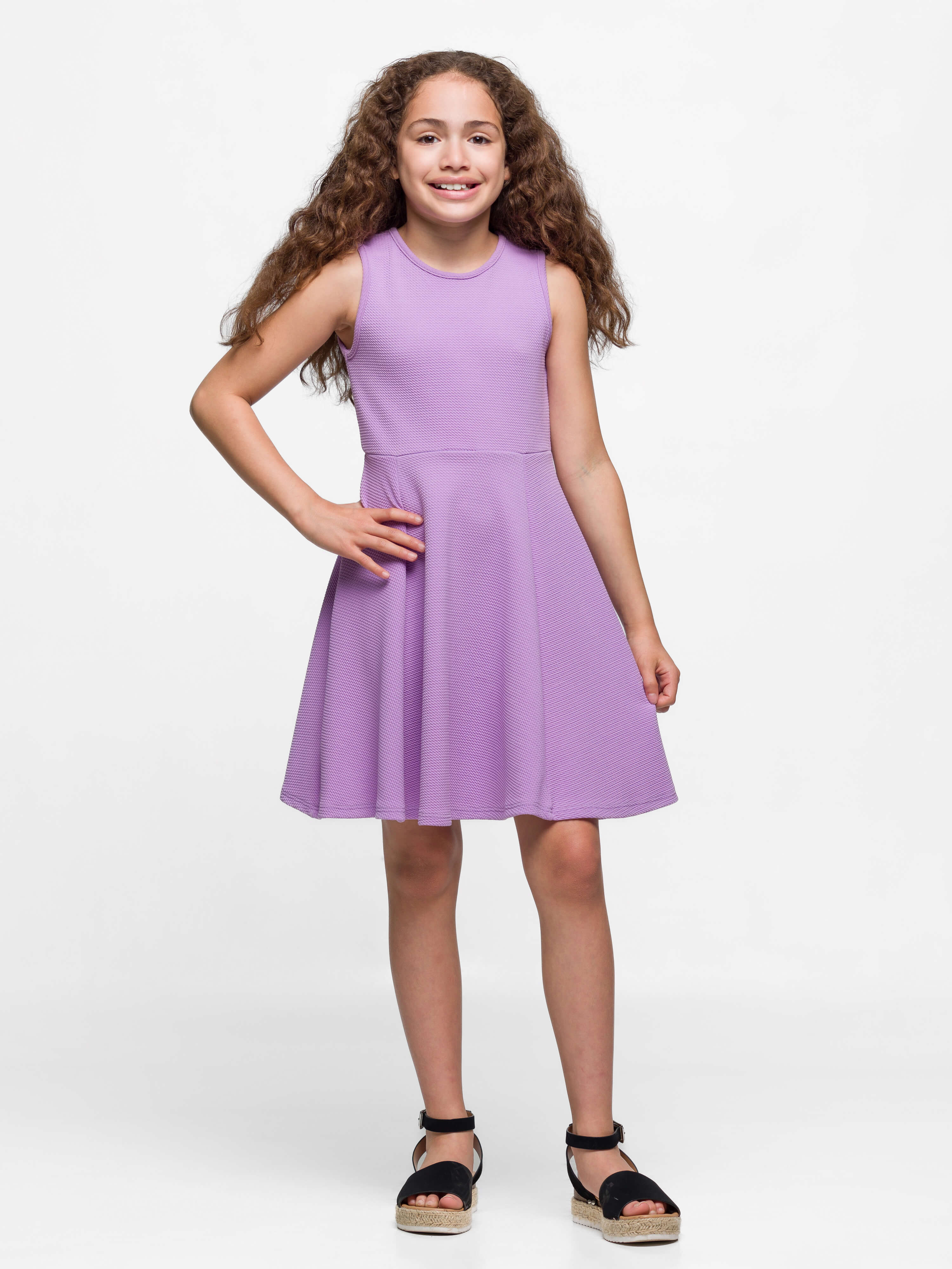 Girls Sleeveless Knee Length Fit and Flare Dress