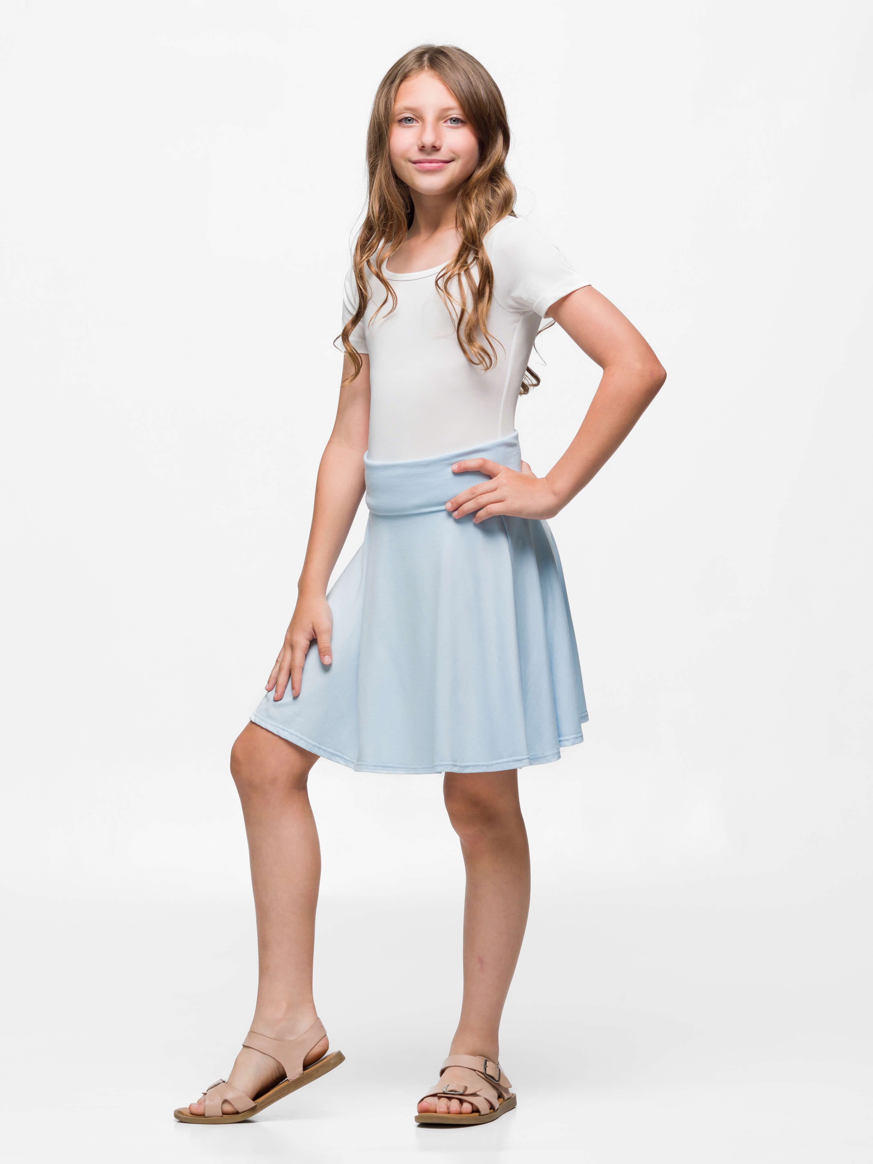 24sevenkid Girls Foldover Waist Flared Knee Length Skirt
